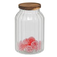 5Five voorraadpot Acacia hout - glas - 3L - 14 x 23 cm - voorraadpotten - Voedsel/snoep/koekjes