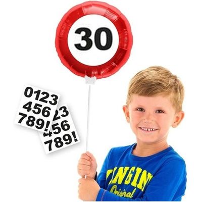 Leeftijd 30 jaar verjaardag versiering folieballon met leeftijd cijfers stickers 23 cm