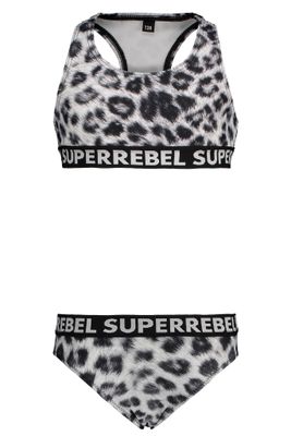 SUPERREBEL Meisjes bikini sportief - Luipaard grijs AOP