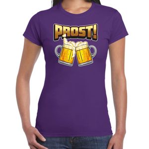 Apres ski t-shirt voor dames - bier - paars - apres ski/oktoberfest