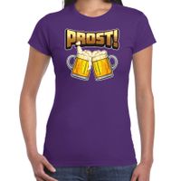 Apres ski t-shirt voor dames - bier - paars - apres ski/oktoberfest - thumbnail