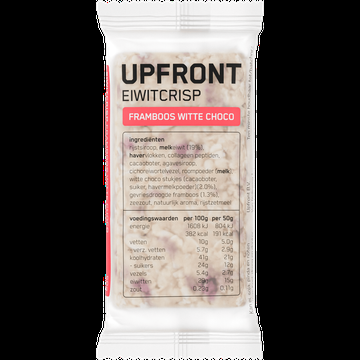 Upfront Eiwitreep Cripsy Witte Choco Framboos 50g bij Jumbo