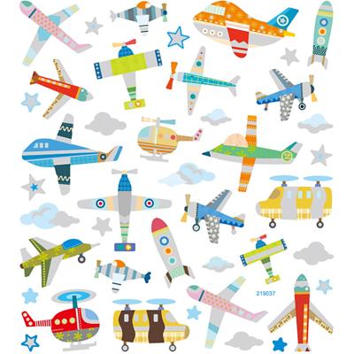 Creativ Company Stickers, vliegtuigen en helicopters, vel 15x16,5 cm, ca. 42 stuk, 1 vel