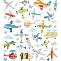 Creativ Company Stickers, vliegtuigen en helicopters, vel 15x16,5 cm, ca. 42 stuk, 1 vel