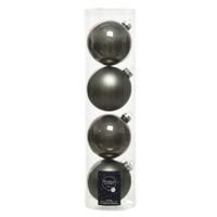 4x stuks glazen kerstballen antraciet (warm grey) 10 cm mat/glans