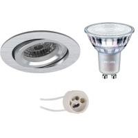 Philips LED Spot Set GU10 - Inbouw Rond Zilver - DimTone Dimbaar