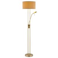 Moderne vloerlamp Up - 2-lichts staande lamp met Linnen kap - Brons - 40/40/170cm - met E27 + G9 lichtbron 7W 1076LM - Warm wit licht - Dimbaar - Met draaischakelaar - Geschikt voor woonkamers en slaapkamers