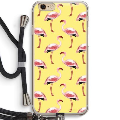Flamingo's geel: iPhone 6 / 6S Transparant Hoesje met koord