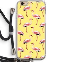 Flamingo's geel: iPhone 6 / 6S Transparant Hoesje met koord