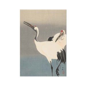 Schilderij op Paneel Twee Kraanvogels White PVC 60x80 Een Ophangplaat