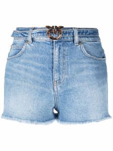 PINKO short en jean ceinturé à boucle logo - Bleu