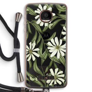 Wit bloemenpatroon: Motorola Moto Z Force Transparant Hoesje met koord