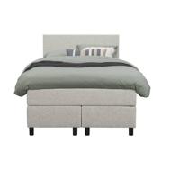 Leen Bakker - Boxspring Liv Egaal - Ecru - 120x200 Cm - Ronde Poot - Stof - Crème