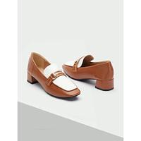 chique tweekleurige leren damesloafers met gouden gesp - veelzijdige schoenen voor professionele en casual omgevingen Lightinthebox