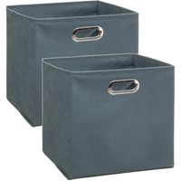 Set van 4x stuks opbergmand/kastmand 29 liter grijsblauw linnen 31 x 31 x 31 cm - thumbnail