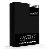 Zavelo Hoeslaken Velours Zwart - Fluweel Zacht - 30 cm Hoekhoogte - Rondom Elastiek - Velvet -Lits-jumeaux (190/200x2... - thumbnail