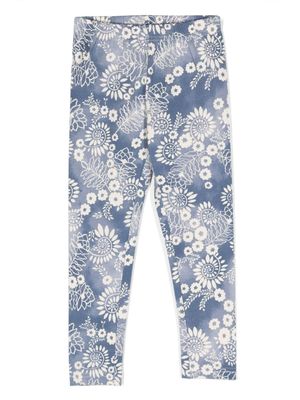 POLO RALPH LAUREN KIDS legging en coton stretch à imprimé végétal - Bleu