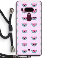 Smiley watermeloenprint: HTC U12+ Transparant Hoesje met koord
