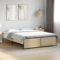 Bedframe bewerkt hout metaal sonoma eikenkleurig 150x200 cm