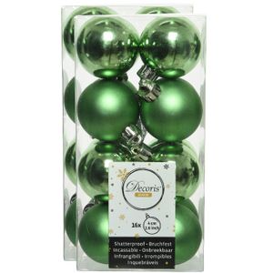 32x stuks kunststof kerstballen groen 4 cm glans/mat