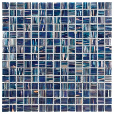 Mozaïek Amsterdam Goud 32.2x32.2 cm Glas Met Goud Ader En Donkerblauw The Mosaic Factory