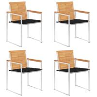 Tuinstoelen 4 st met kussens massief teakhout