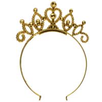 Gouden kroon diadeem/tiara - kunststof - dames/meisjes - prinses - foute party Gouden kroon diadeem/tiara - kunststof - dames/meisjes - prinses - foute party