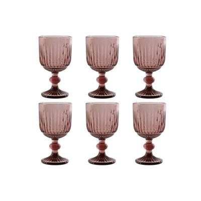 Set van bekers Home ESPRIT Roze Kristal 8 x 8 x 14,5 cm (6 Stuks)