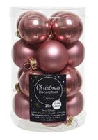 Kerstballen rond velours roze dia3.5cm 16st - thumbnail