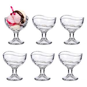 IJcoupes/ijs/dessert serveer schaaltjes op voet - set 6x stuks - glas - 140 ml