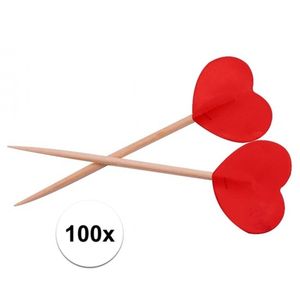 Cocktailprikkers hartjes rood 100 stuks