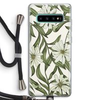 Wit bloemenpatroon: Samsung Galaxy S10 Plus Transparant Hoesje met koord