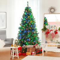 Kerstboom 215 cm Voorverlichte Opvouwbare Kunstboom met LED-lampjes Groen - thumbnail
