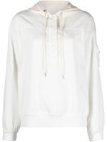 Moncler drawstring-hood ribbed hoodie - Blanc - thumbnail