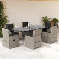 7-delige Tuinset met kussens poly rattan grijs