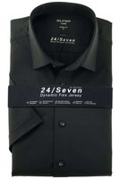 OLYMP Luxor Modern Fit Jersey shirt zwart, Effen