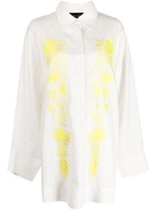 Cynthia Rowley robe-chemise courte à fleurs brodées - Blanc