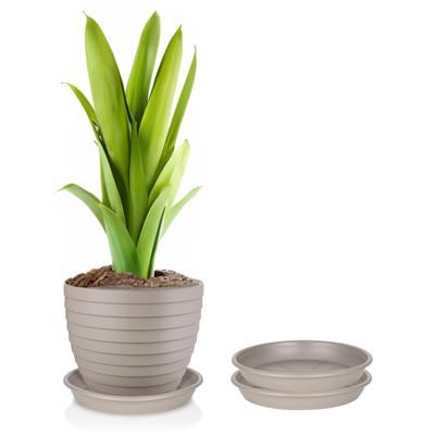 Plantenschotel - 2x - taupe - kunststof - Dia 15 cm - onderschotel/opvangschaal