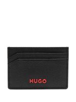 HUGO porte-cartes en cuir à plaque logo - Noir - thumbnail