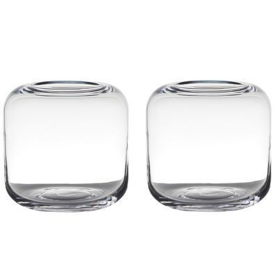 Set van 2x stuks transparante ronde vaas/vazen van glas 21 x 21 cm