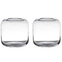 Set van 2x stuks transparante ronde vaas/vazen van glas 21 x 21 cm