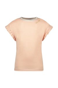 Like Flo Meisjes t-shirt rib metallic jersey met ruffel - Sorbet