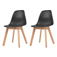 Eetkamerstoelen 2 st kunststof zwart - thumbnail