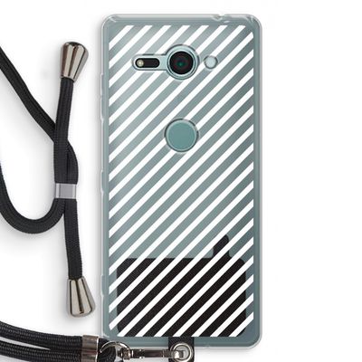 Strepen zwart-wit: Sony Xperia XZ2 Compact Transparant Hoesje met koord