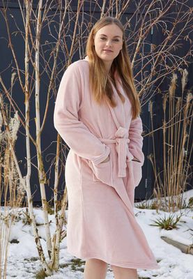 Oud roze badjas fleece-l/xl
