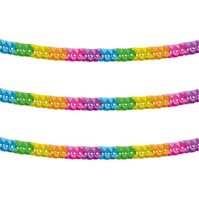 3x feestslinger - verjaardag versiering - papier - 600 cm - multi-color