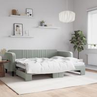 Slaapbank met onderschuifbed 80x200 cm fluweel lichtgrijs