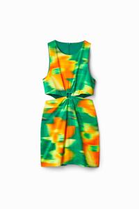 Korte slim fit cut-out jurk - GREEN - L