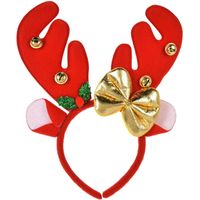 Kerst diadeem/haarband - rendier gewei met strikje - rood - 25 cm - thumbnail