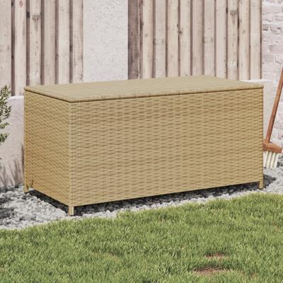 Tuinbox met wielen 190 L poly rattan gemengd beige